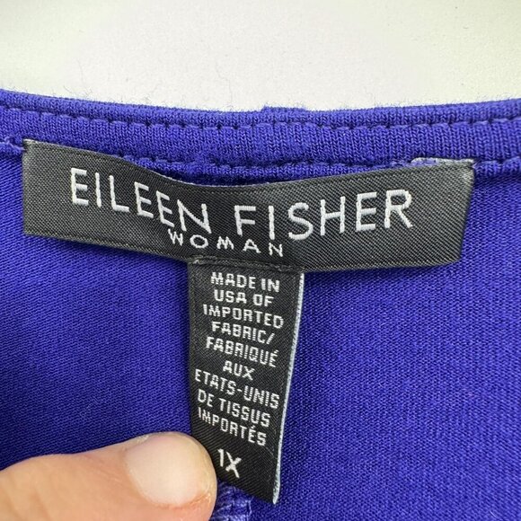 Eileen Fisher Viscose Jersey Shirt woman’s size plus size 1X blueish purple - Picture 2 of 10